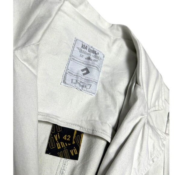 VIA UNICA Cotton Khaki Cargo Long Spring Fall Business Casual Jacket Coat Small - Picture 4 of 5